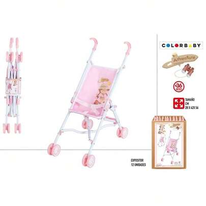 Color Baby ColorBaby - Sillita carrito de muñecas sillas de paseo plegable juguete de calidad para niños y niñas oficial y original garantizado Color rosas,azul y beige