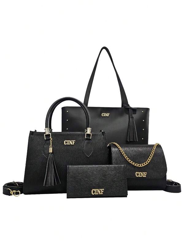 Kit Bolsa Feminina Sacola Grande + Bolsa Média + Tira Colo + Carteira