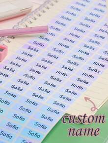 60pcs Customized Name Stickers, Personalized Labels For School Supplies, Lunch Boxes, Books, Pencils, Water Bottles, Toothbrushes, Waterproof And Durable - Multicolor - View 1