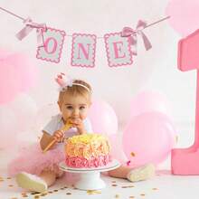 一周岁生日椅背横幅、字母横幅、背景幕布、男孩/女孩一周岁生日丝带横幅、仙女宝宝拍照道具派对装饰、迎婴派对、一周岁生日装饰、怀孕公告、一周岁生日、迎婴派对奶嘴、性别揭晓派对、迎婴派对游戏 - 彩色 - 查看 11