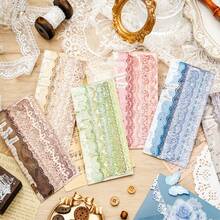 60 件/套空心矩形蕾丝贴纸，复古风格，白色牛皮纸，剪贴簿 DIY 边框装饰，适用于学校用品，返校 - 6款組合(60張) - 查看 2