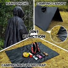 Poncho de ploaie multifuncțional 3 în 1 cu glugă și nasturi la decolteu, pelerină de ploaie portabilă cu buzunare, jachetă de ploaie ușoară pentru activități în aer liber pentru adulți