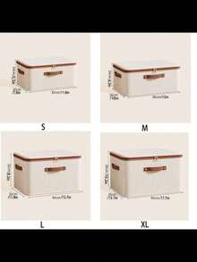 1/2 包储物箱带拉链盖布盖储物篮盒子可折叠可洗衣柜架子衣服整理容器带手柄（米色）