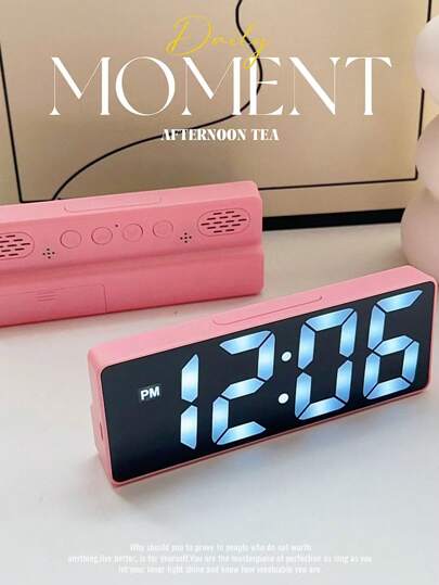 Digital Alarm Clock, Modern Curved Design LED Alarm Clock, USB Power Supply, Bedside Clock With Temperature And Humidity Display, Suitable For A Variety Of Scenarios Such As The Bedside Of The Dormitory Bedroom Home Decor Back To School Room Decor School Supplies