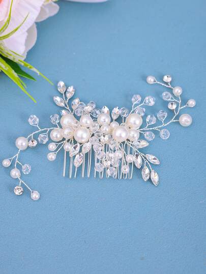 1 pieza Peine de pelo de cristal elegante, tocado nupcial romántico para boda, accesorio para el cabello para decoración de fiesta de princesa para mujeres