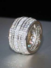 1 chiếc nhẫn đá Cubic Zirconia cổ điển, kiểu dáng nữ, thích hợp cho đám cưới, lễ đính hôn, kỷ niệm, tiệc tùng và các dịp khác, cũng có thể dùng làm nhẫn hoặc quà tặng ngày Valentine. - 5 # - Xem 14