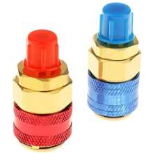 2Pcs Premium Brass AC R134A Quick Coupler Connector Adapters - High-Low Pressure Manifold Fittings For Air Conditioning Refrigerant - Durable, Corrosion-Resistant, And Easy To Install