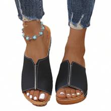 In Stock Cross-Border 2025 New Model Foreign Trade Wedge Slippers For Women Thick-Soled Ladies Sandals Casual Lightweight Large Size - 白色 - 查看 4