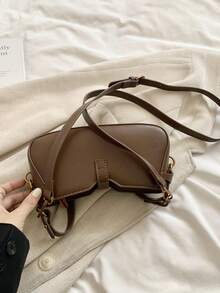 Stylish Color Block Patchwork Square Handbag,Women's New Fashion Versatile Shoulder/Crossbody/Underarm Bag For Commute - Coffee - View 5