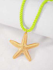 1 pieza Collar con colgante de estrella de mar de cuerda colorida estilo bohemio, adecuado para la playa y vacaciones - Collar halter con colgante de estrella de mar - Ver 2