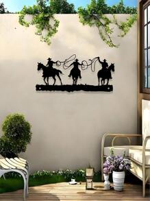 Western Cowboy Metal Wall Art - Modern Minimalist Decor, Rust-Proof & Durable, Perfect For Bedroom, Living Room, Bathroom, Kitchen - Black, Western Home Decor