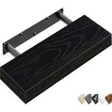 QEEIG Floating Shelf For Wall Bathroom Shelves Bedroom Kitchen Living Room Farmhouse Small Book Shelf 16 Inch Set Of 1, Black (015-B1) - 1pc - 查看 1