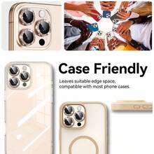 BOLLYMORE 适用于 17 Pro Max / 17 Pro / 17 Air / 17 / 16 Pro Max / 16 Pro / 15 Pro Max / 15 Pro / 14 Pro / 13 Pro / 12 Pro / 11 Pro Max 的 3 片金色金属环摄像头镜头保护膜:9H 硬度钢化玻璃 - 兼容手机壳,防指纹涂层,奢华美观,提升夜间拍摄效果(无气泡,兼容闪光灯,高清晰度) - 金色 - 查看 8