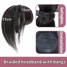 人造刘海接发片，适用于发箍和刘海编织，外观自然逼真，隐形自然，适合女性，可搭配发箍、发圈，秋季适用，女士发饰发带 - 彩色 - 查看 3