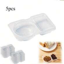 5/10pcs Portable Double Compartment Condiment Containers - Reusable Sauce & Dip Serving Bowls For Travel, Snacks, And Meal Prep (Clear), Dipping Sauce Cups