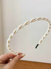 1pc Elegant Pearl Headband, 2025 New Fashion Headpiece, Graceful & Chic Hair Accessory For Women, White, Fall Fashion