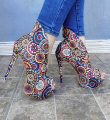 Zapatillas de tacón casual para dama - Multicolor - Ver 1