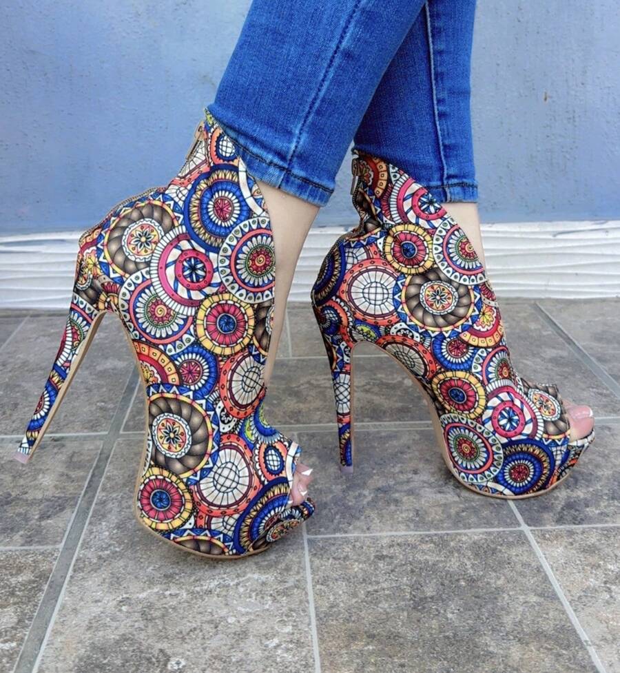 Zapatillas de tacón casual para dama - Multicolor - Ver 1