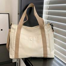 Large Capacity Nylon Crossbody Bag Casual Solid Color Messenger Shoulder Bag With Removable Strap