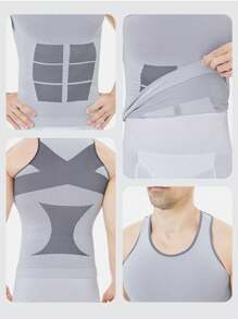 Men's Slimming Compression Tank Top Body Shaper Vest - Tummy Control Abs Muscle Design Undershirt For Workout & Everyday Wear