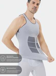 Men's Slimming Compression Tank Top Body Shaper Vest - Tummy Control Abs Muscle Design Undershirt For Workout & Everyday Wear