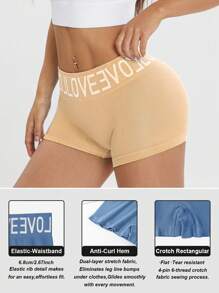 LianShengFa 6pcs Letter Waistband Seamless High-Waist Shaping Panties,High Stretch Breathable Mesh Fabric Women's Underwear, Comfy Soft Fit Ladies Briefs