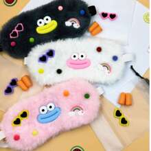 Funny Eye Mask Set With Earplugs & Plush Sausage Mouth Design, Comfortable & Reusable Eye Mask For Travel, Yoga, Meditation, Napping, Light Blocking