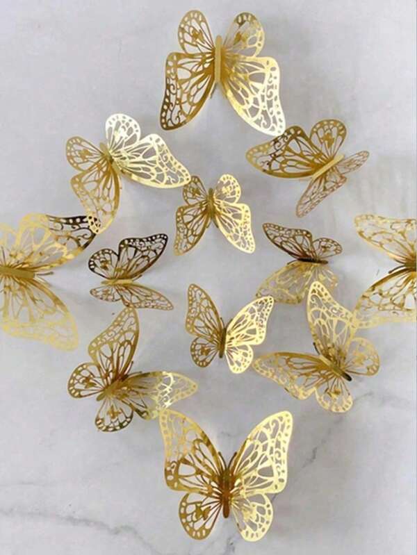 12Pcs/Set 3D Hollow Butterfly Wall Sticker ,Fridge Magnets,Wall Decor & Stickers,Cake Decor Toppers ,Wedding Decor Living Room Home Decor Butterflies Stickers Gender Reveal Party Decor,Fridge Magnets & Refrigerator Magnets.