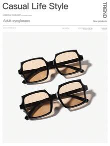 2 件女士亚克力休闲方形框架时尚眼镜适合假日外出和日常生活着装方形墨镜 - 彩色 - 查看 2