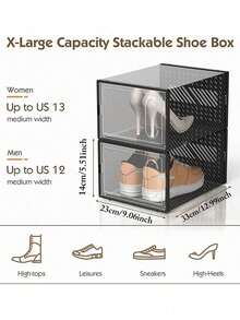 Large Shoe Organizers, 6 Pack Shoe Boxes Clear Plastic Stackable, Dust-Proof Shoe Container Stackable, Shoe Storage Organizers For Closet, Good Replacement For Shoe Rack, Under Bed - Black - View 6