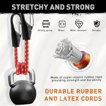 Botepon Marine Bungee Cords, Sailing Gifts For Men, Boat Accessories, Pontoon Accessories, 4ft Bass Boat Mooring Rope, HORUSDY 10-Piece Bungee Cord Set, 18 Inch Heavy Duty Rope With Spring Lock Clip, Tensile Strength Under 122lbs, Hook For Reliable Fixation - Red - View 5