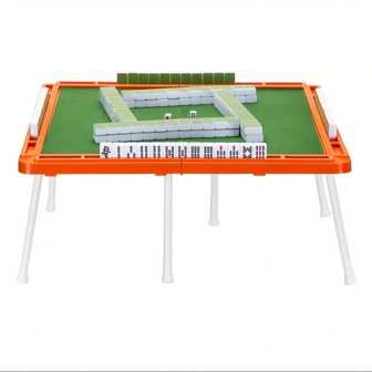 19" Folding Game Table, Domino Table, Mahjong Table With Heavy-Duty Legs - 19 X 19Inches,Foldable Mahjong Table Set All-In-One Portable Game Station With Full 144 Tiles - No Assembly Required, Instant Play, 4 Colors (Blue/Green/White/Pink) For Home Travel & Parties