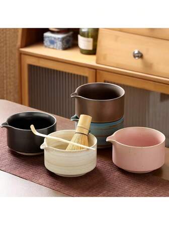 4pcs Ceramic Matcha Bowl Set, Japanese Style Matcha Tea Tools Include Whisk, Scoop, Stand - Packaged With EPE Foam To Ensure Delivery
