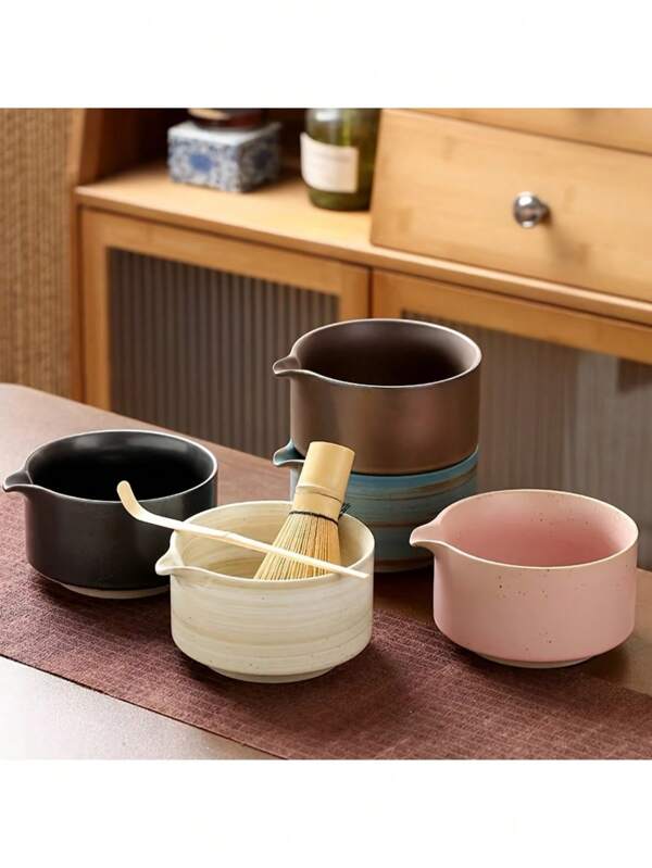 4pcs Ceramic Matcha Bowl Set, Japanese Style Matcha Tea Tools Include Whisk, Scoop, Stand - Packaged With EPE Foam To Ensure Delivery