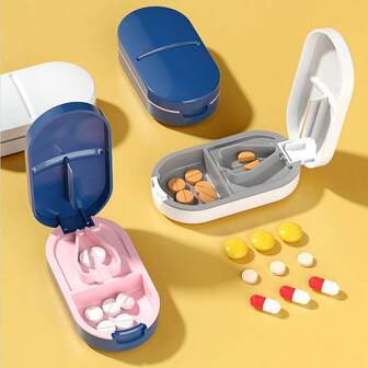 1 pieza Nuevo cortador de tabletas multifuncional mini con caja de corte y almacenamiento conveniente, portátil e impermeable