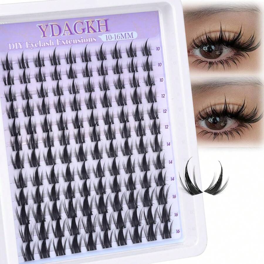050Lash Clusters Manga Eyelash Clusters Spiky Cluster Eyelash Extensions 10-16mm Anime Lash Extension C Curly Cosplay Doll Cluster Eyelashes 120Pcs DIY Individual Cluster Lashes Thin Band-1 - Anime 02 - 查看 1
