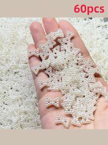 Lote de 20/60 piezas de lazos con perlas artificiales marfil para decorar el cabello en bodas, decoración diaria o manualidades de DIY, materiales para hacer clips, joyas y productos hechos a mano