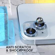 BOLLYMORE 3片装相机镜头保护膜,兼容 16/16E及11-15系列 - 9H钢化玻璃+时尚防刮保护壳,包含全套清洁工具,是送给父母/朋友的完美礼物(安装简便,兼容手机壳)。适合日常保护、办公和居家使用。闪亮水晶手机摄像头保护套,防水、防震、防摔、防指纹,全覆盖。 - 藍色 - 查看 7