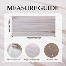 1 pieza Mantel decorado con perlas falsas, mantel de tul blanco con perlas para bodas, decoración de arco nupcial, fiesta de despedida de soltera, decoración de fiesta, faja para silla, telón de fondo para eventos, Navidad, decoración de boda, tela de malla transparente con perlas para fiestas de San Valentín y reuniones en el hogar