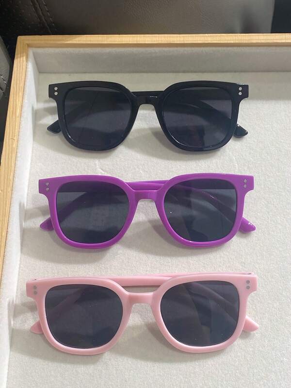 3pcs Cute Kids Fashion Glasses For Boys & Girls, Fashion Eyewear For Beach Party, Outdoor, Street Shooting