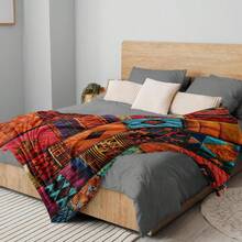 1. 波西米亚风拼布毯 - 一款充满活力的法兰绒毯，饰以几何和花卉图案，四季皆宜，柔软保暖，是沙发、床铺、露营、旅行、家居装饰礼品和精致拼布毯的理想之选。卧室。毯子。冬季。圣诞节。房间装饰。