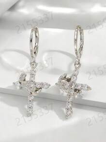 Fashion Elegant/Retro Copper Micro-Inlay Cross Earrings