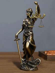 1 pieza Estatua de la Diosa de la Justicia para decoración del hogar, decoración de estantería de oficina, simboliza la ley y la justicia con la mejor balanza de equilibrio - Bronce - Ver 10