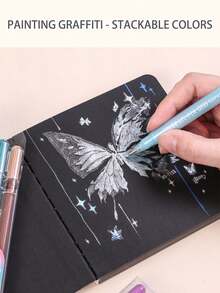 Languo 88 Colors Children's Campus Art Painting DIY Large Capacity Notebook Pen, Metallic Glitter Flash Gel Pen Set, No Color Blending And Stackable Colors, Highly Attractive Fluorescent Gel Pen, Flash Special Effect Painting 1mm High-Precision Pen Head Gel Marker Pen, Back To School Season, Halloween Drawing Gift Set.Guangna. - Multicolor - View 5