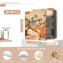 1 件无框桃色大丽花迪斯科球帆布墙饰，花卉多巴胺帆布装饰可打印，复古华丽植物印花，花卉家居礼品海报，海报，墙壁艺术，房间装饰用品，秋季，现代（可选框架）