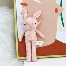 24 厘米手工制作的韩式毛线兔子毛绒玩具，高品质收藏礼物，适合婚礼、节日、生日、洗礼、复活节 - 彩色 - 查看 13