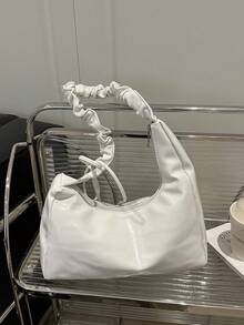 1 件女士优雅褶皱不对称单肩包，适合日常使用和作为礼物