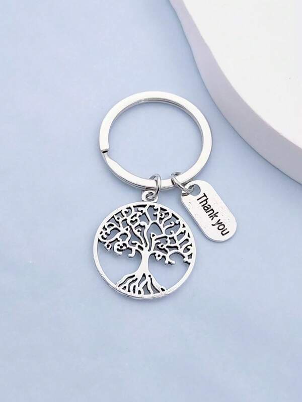 12pcs Tree Of Life Key Chains With "Thank You" Tags, Suitable For Graduation Party Favors, Gifts For Teachers, Family Dinner Souvenirs, Team Appreciation Party Giveaways