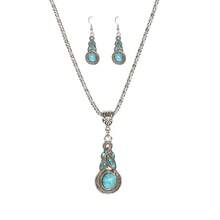Turquoise Bohemian Style White And Green Flower Necklace - Sku9435 - View 10
