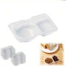 5/10pcs Portable Double Compartment Condiment Containers - Reusable Sauce & Dip Serving Bowls For Travel, Snacks, And Meal Prep (Clear), Dipping Sauce Cups